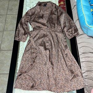 H&M floral satin long-sleeved faux wrap dress